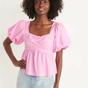 Old Navy | Ruched Smocked Puff Sleeve Babydoll Swim Blouse Size Large Tall
